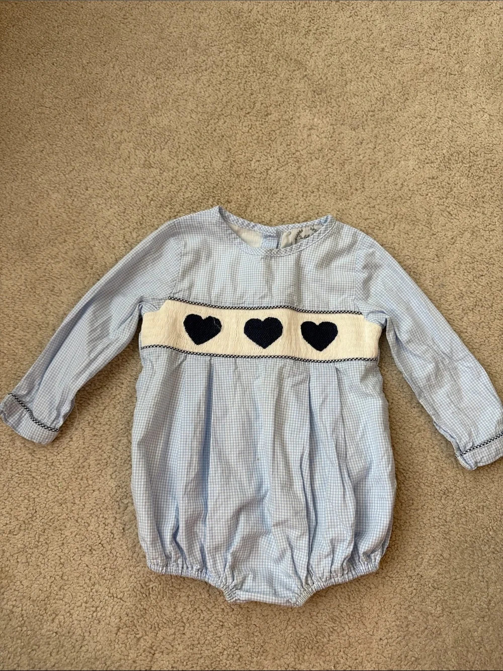 The Bella Bean Light Blue Heart Smocked Bubble